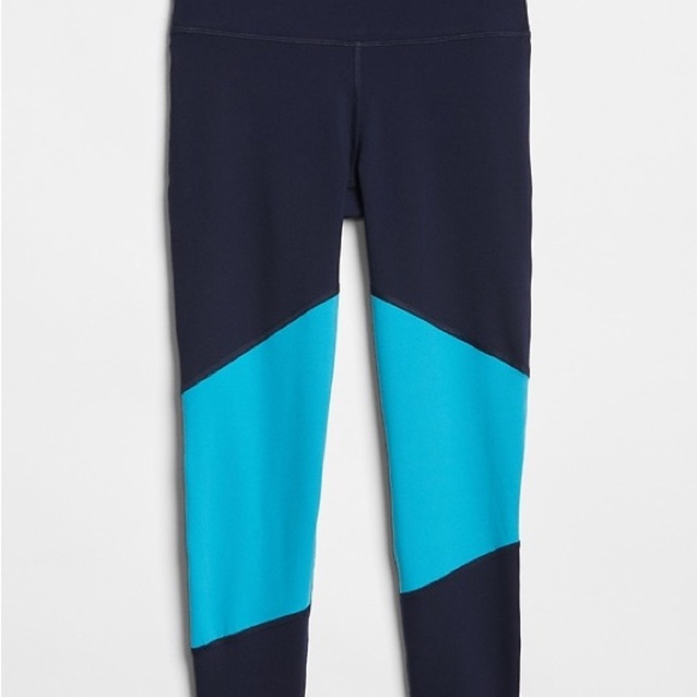 GapFit Sport Compression Colorblock 7/8 Leggings Women's Size Small Navy & Blue - Picture 3 of 7